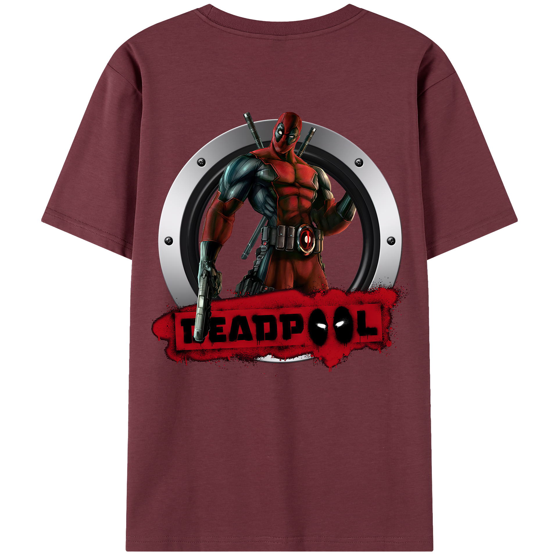 （画像用） Deadpool デッドプール 綿100％半袖Tシャツ（背面プリント）